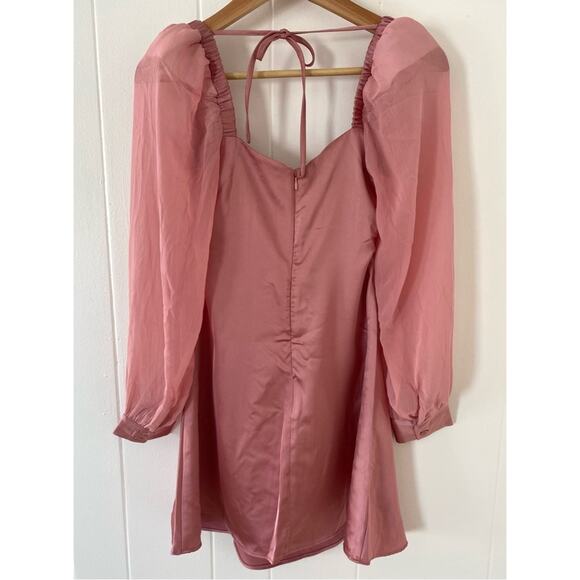 WeWoreWhat Pink Long Sleeve Silky Cowl Neck Mini Dress Homecoming Size 0 - Picture 9 of 11